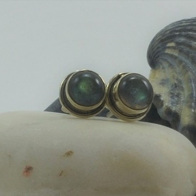 Brincos em Prata com pedra Labradorite