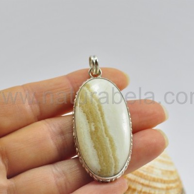 Pendente em prata Corações Oval de Ágata Rendada