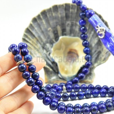 Japamala de LapisLazuli  8mm com símbolo OM