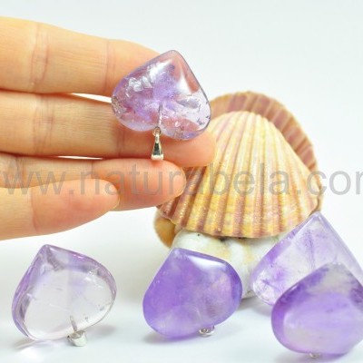 Pendente coração de Ametista clara