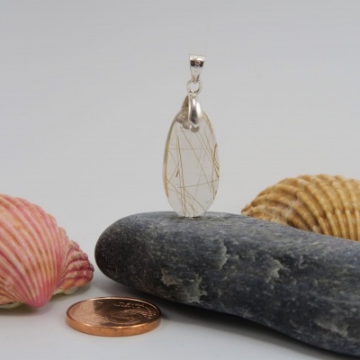 Pendente Quartzo Rutilado com aro em Prata