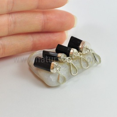 Pendente em Prata Turmalina Negra em Bruto (pequeno)