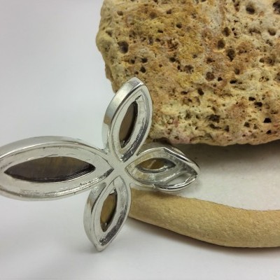 Pendente Cruz com Olho de Tigre