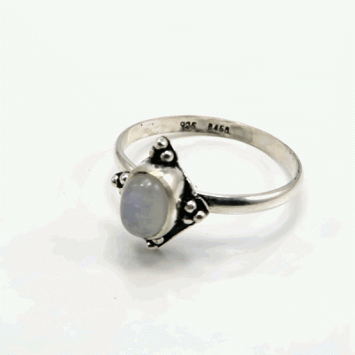 Anel Prata Tri com Pedra da Lua