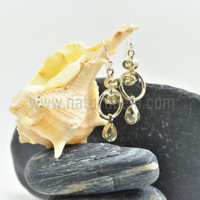 Brincos em prata com Citrino