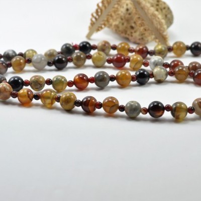 Colar comprido Rústico de Ágata e Jaspe Colar comprido Rústico de Ágata e Jaspe