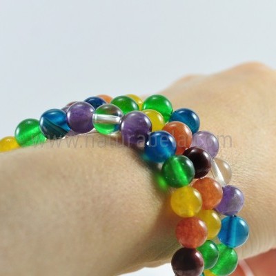 Pulseira Bolas 7 chakras 8mm