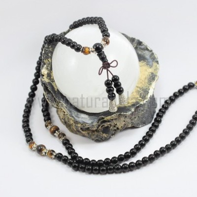 JapaMala de Obsidiana negra e Olho de tigre