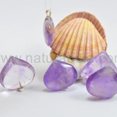 Pendente coração de Ametista clara