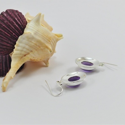 Brincos em Prata com Ametista EXTRA