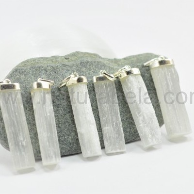 Pendente Barra de Selenite em Prata