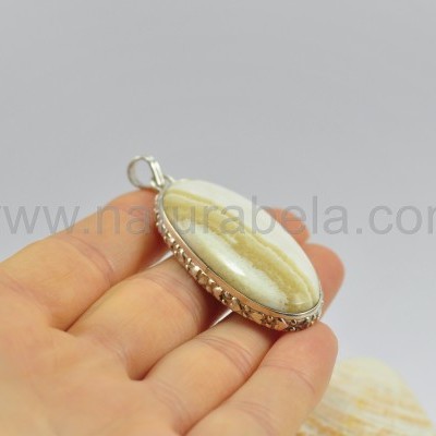 Pendente em prata Corações Oval de Ágata Rendada