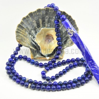 Japamala de LapisLazuli 8mm com símbolo OM Japamala de LapisLazuli 8mm com símbolo OM