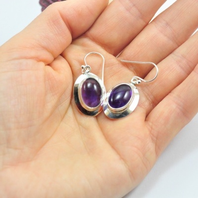 Brincos em Prata com Ametista EXTRA