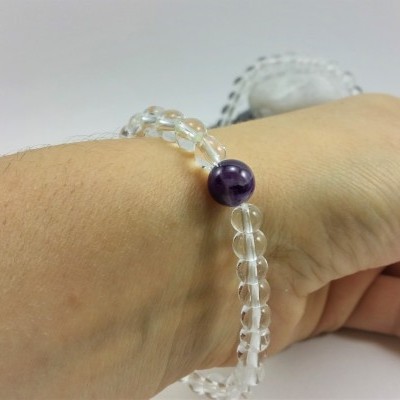 Pulseira de bolas Quartzo hialino com ametista
