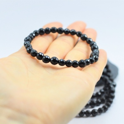 Pulseira Bolas Facetadas 4mm de Turmalina Negra EXTRA Pulseira Bolas Facetadas 4mm de Turmalina Negra EXTRA