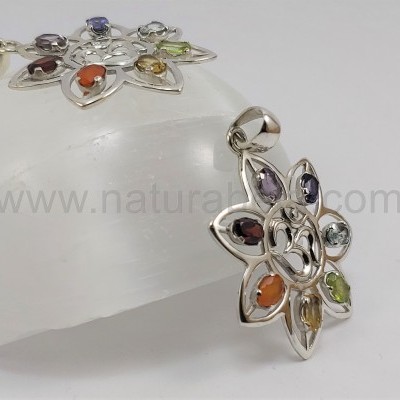 Pendente MANDALA OM prata com chaKras