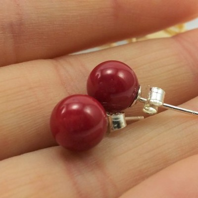 Brincos Bola Coral com fecho em PRATA