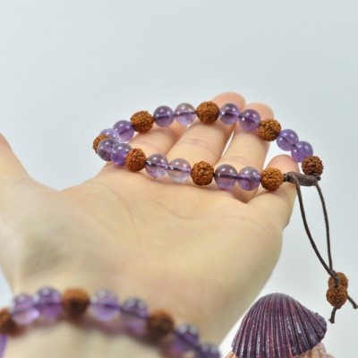 RudraBela Pulseira Rudraksha com Ametista RudraBela Pulseira Rudraksha com Ametista