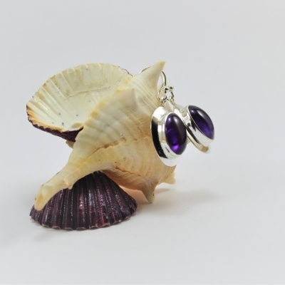 Brincos em Prata com Ametista EXTRA