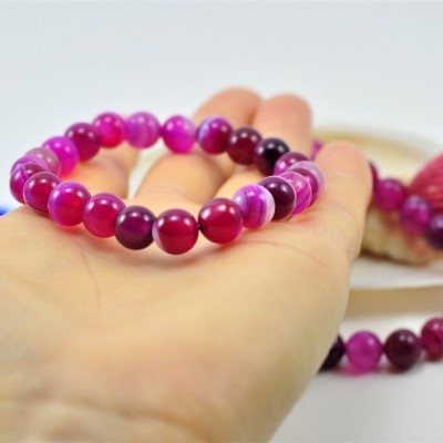 Pulseira de bolas Ágata Lilás