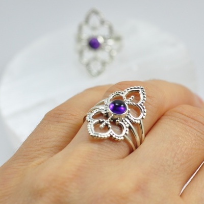 Anel em Prata Ametista modelo "Monarquia"