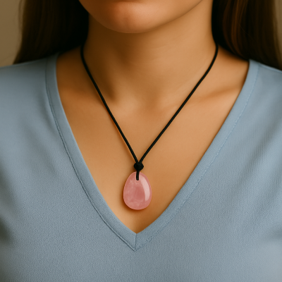 Pendente Pedra Quartzo Rosa (signo Touro)