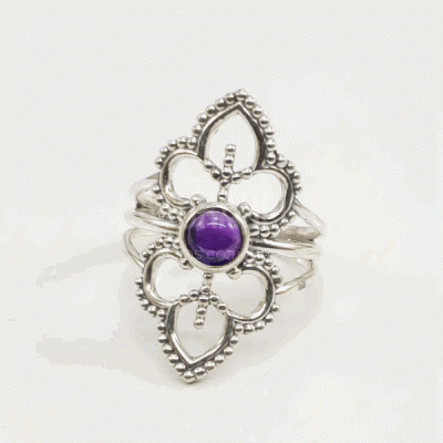 Anel em Prata Ametista modelo "Monarquia"