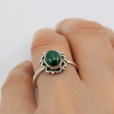 Anel em Prata com Malaquite