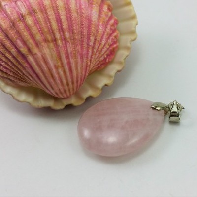 Pendente Quartzo rosa "lágrima"