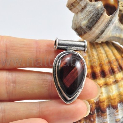 Pendente em Prata Olho-de-tigre formato Gota