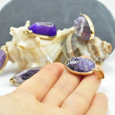 Pendentes Drusa de Ágata Lilás