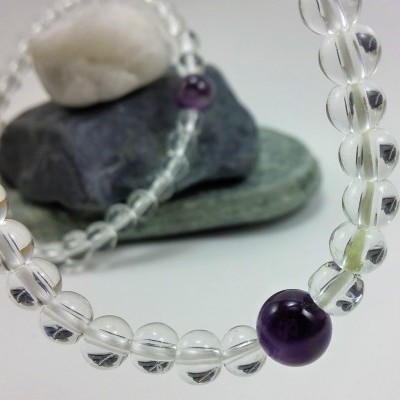 Pulseira de bolas Quartzo hialino com ametista