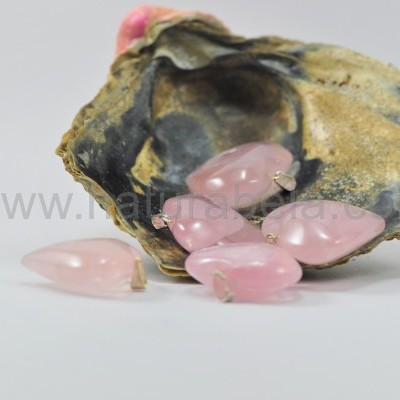 Pendente coração de quartzo rosa Grande