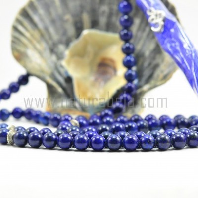 Japamala de LapisLazuli 8mm com símbolo OM Japamala de LapisLazuli 8mm com símbolo OM