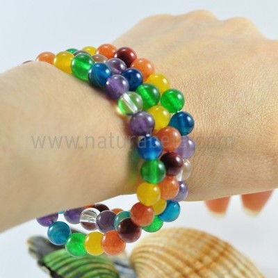 Pulseira Bolas 7 chakras 8mm