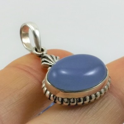 Pendente em prata com Calcedónia Azul