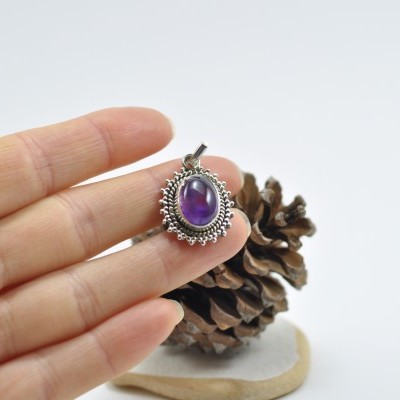 Pendente em Prata com gema Ametista