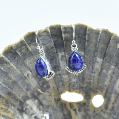 Brincos lágrima em Prata com Lapis Lazuli