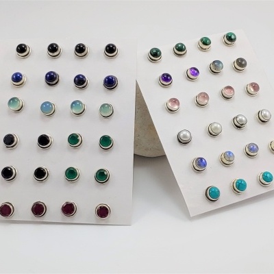 Brincos Prata com Cristais e Pedras Semi-Preciosas Brincos Prata com Cristais e Pedras Semi-Preciosas