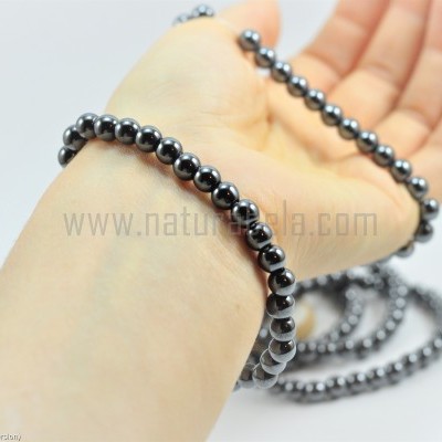Pulseira Bolas de Hematite cor Cinza/Prata