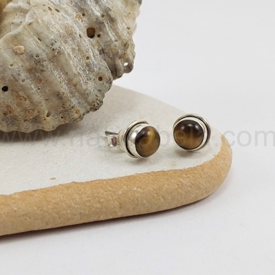 Brincos em Prata com Olho de Tigre