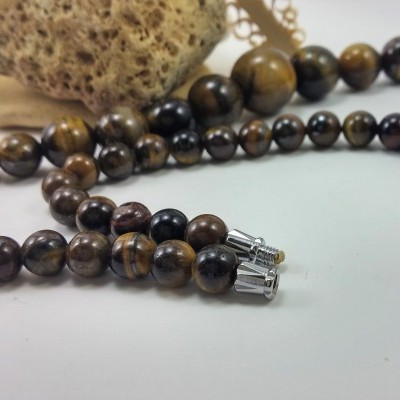 Colar clássico de bolas de Olho de Tigre