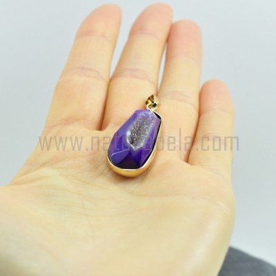 Pendentes Drusa de Ágata Lilás