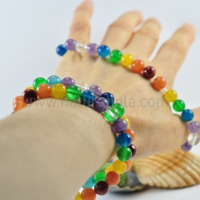 Pulseira Bolas 7 chakras 8mm