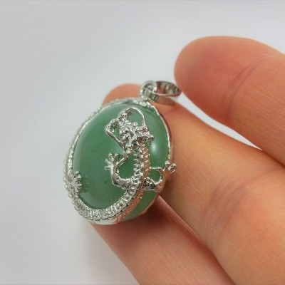 Pendente prateado Aventurina Verde Pendente prateado Aventurina Verde