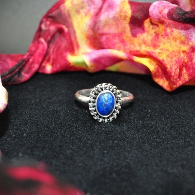 Anel Prata Renda com Lapislazuli