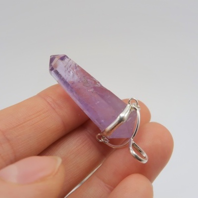 Pendente Ametista biterminado em PRATA 925 Pendente Ametista biterminado em PRATA 925