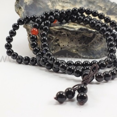 JapaMala 6mm de Ágata negra e Cornalina JapaMala 6mm de Ágata negra e Cornalina