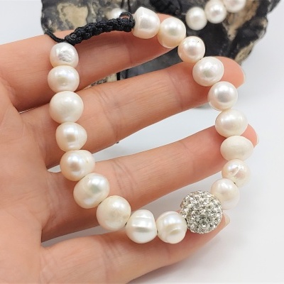 Pulseira ajustável de Pérolas Naturais Pulseira ajustável de Pérolas Naturais